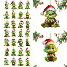 The Grinch 12 قطعة من زينة عيد الميلاد، زينة معلقة، ديكور شجرة عيد الميلاد المرح للمنزل Grin-Ch 2D (نمط عشوائي) - B - مشاهدة 2