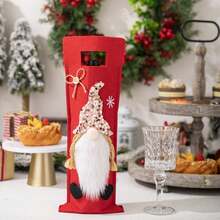 1pc Christmas Decoration Wine Bottle Bag, Christmas Wine Bottle Cover Party Decor - Multicolor - View 5
