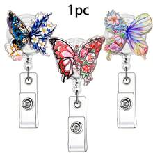 1pc Retractable And Rotatable Nurse ID Badge Reel With Lanyard Clip - Heavy-Duty Acrylic Medical ID Holder, Easy Pull Mechanism For Hospital,Office - Doctor, Nurse,Uniform Accessories - Multicolor - View 1