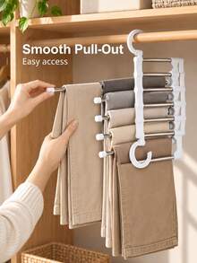 Multi-Layer Pants Rack - Space-Saving Foldable Design, Helps Efficiently Organize Your Closet; Suitable For Jeans, Leggings And Casual Pants Plastic Multi-Layer Pants Rack; Features Non-Marking Anti-Slip Storage Function, Easy To Assemble; Ideal Choice For Holiday Preparation And Seasonal Wardrobe Organization; - Multicolor - View 4