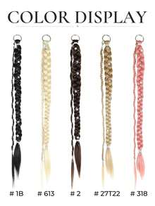 Braided Hair Extension With Star Charms, Long Ponytail Hair Piece For Women, Multiple Colors For DIY Hairstyles And Daily Styling - Multicolor - View 8