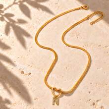 Initial Charm Gold Plated Letter Necklace For Women Men With Infinity Heart Loop And Cubic Zirconia Snake Chain - Yellow Gold - View 11