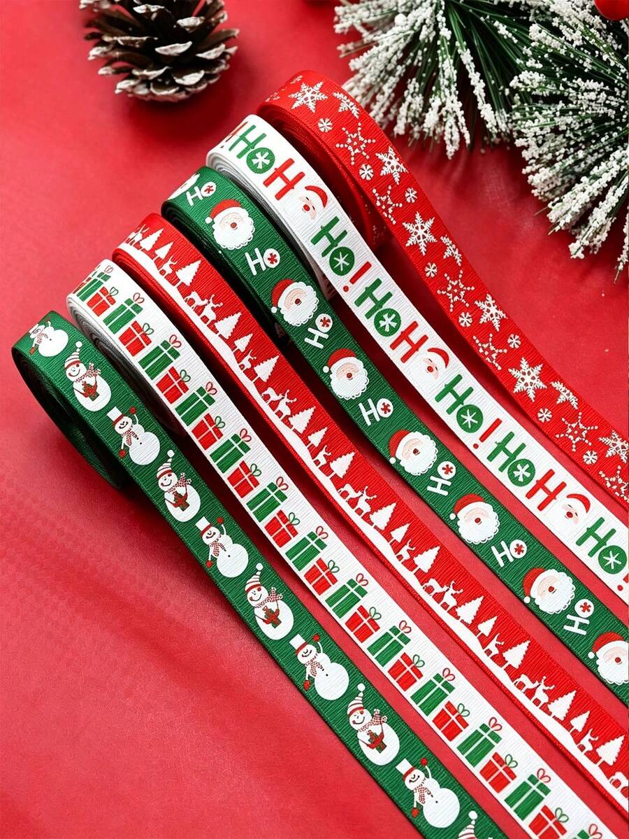 Christmas Ribbon DIY Bow Gift Wrapping Christmas Scene Woven Ribbon Party Colorful Ribbon - Multicolor - View 1