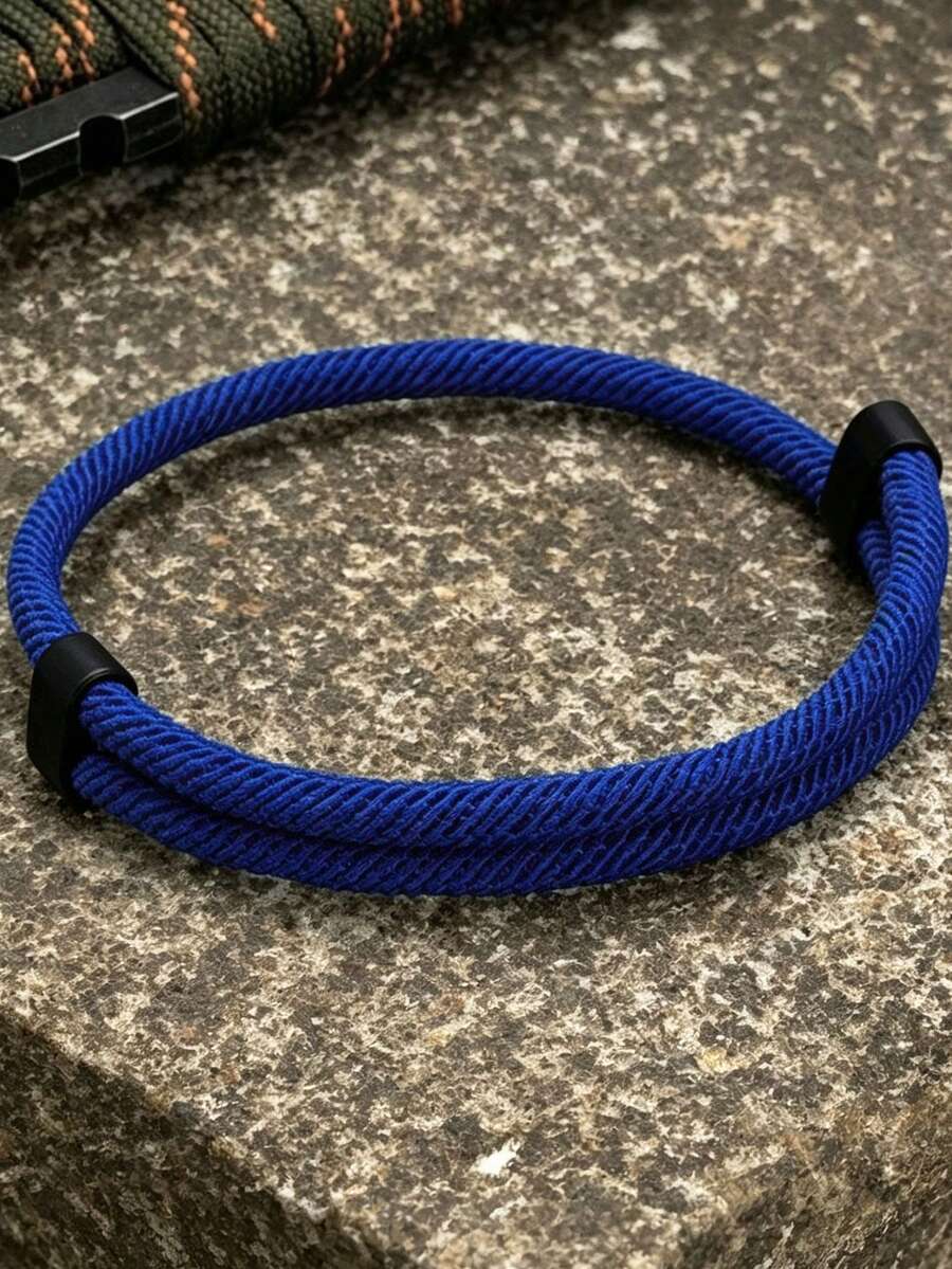 1pc Men's Nylon Braided Rope Bracelet, Simple Solid Color Woven Wristband, Suitable For Men And Women Daily Casual Outdoor Fashion Wear - Minimalist Woven Bracelet - View 1
