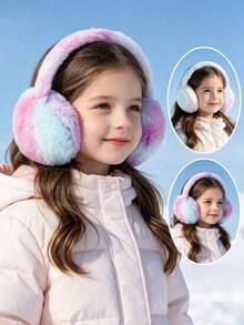 1pc Children's Colorful Tie-Dye Plush Windproof Warm Cute Earmuffs Suitable For Outdoor Travel And Daily Use - Multicolor - View 5