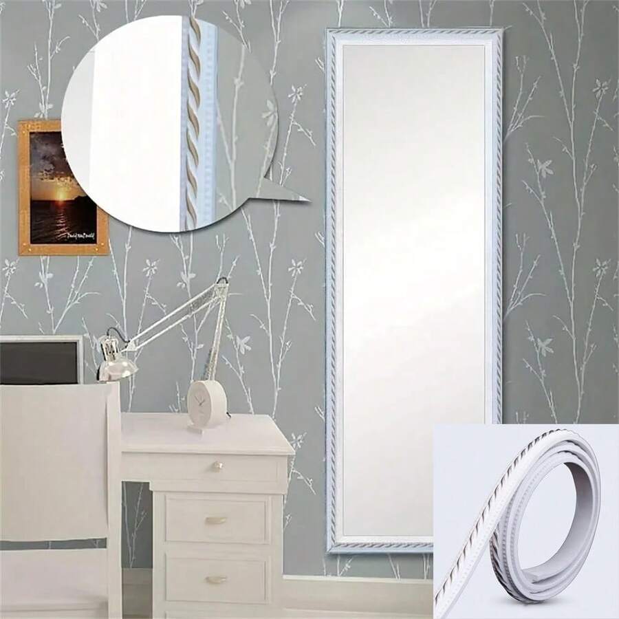 1m/39.37in Flexible Self-Adhesive Decorative Wall Trim, Vinyl Edge Molding Strip, Ceiling Decorative Line, Wall Edge Decorative Line, Peel And Stick Design, DIY Home Decor, Suitable For Cabinets And Mirror Frames