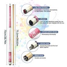 Decorative Pink Pattern Maple Billiard Pool Cue, 1/2 Split Pool Stick With 13mm Tip 20-22OZ For Billiard Game - Pink - View 2