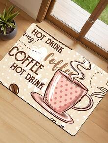 1pc Pink Coffee Cup Pattern Printed Kitchen Mat, Suitable For Home Kitchen, Dining Room, Living Room, Room Decoration - Baby Pink - View 15