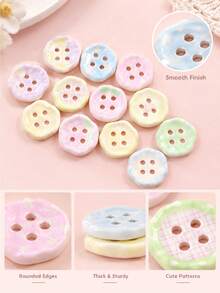 10pcs DIY Style Random New Fresh Small 4-Hole Buttons, Clothing Accessories, Handmade DIY Materials, Hair Accessories, Phone Case Decoration - Multicolor - View 3