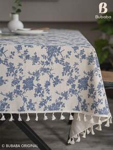 Bubaba 1pc Vintage Orchid Pattern Rectangular Tablecloth, Bohemian Country Farmhouse Style Linen Floral Print Retro Home Decor Placemat Tablecloth, Suitable For Dining Room, Kitchen, Bedroom, Living Room, Gathering, Party, Wedding, Holiday Celebration, Round Tablecloth, Cafe, Party Decoration, All Seasons - Multicolor - View 9
