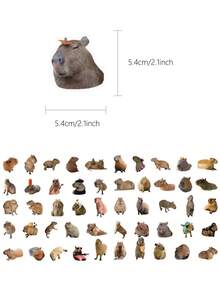 50pcs Capybara Stickers Decorative Decals For Planner Diary Scrapbook Journal Phone Case Guitar Luggage Skateboard Water Cup Envelope Greeting Card Seal - Multicolor - View 7