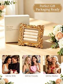 1pc Vintage European Style Jewelry Display Stand, Retro Palace Style Ring Tray, Frame-Style Earring & Necklace Storage Tray, Elegant Boutique Display Photo Prop Decoration, Home Decor - Multicolor - View 4