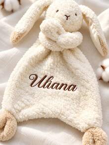 Personalized Comfort Blanket Custom Name Plush Animal Lovey Newborn Gift, Featuring Cute Rabbit, Bear Pattern Design.Animal-Shaped, Square Towel, Soft Animal Blanket, Companion Hanging Ornament, Party Favor, Birthday Commemorative Gift - Multicolor - View 8