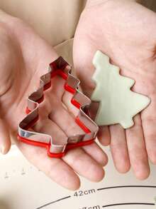 3pcs Christmas Tree Cookie Cutter Set, 430 Stainless Steel With Red Plastic Rim, Small Medium Large 3 Sizes, Reusable Baking Tools For Holiday Dessert Making, Christmas Party Cookie Mold - Multicolor - View 8