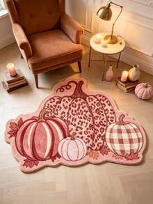 1pc Halloween Element Decorative Rug, Pumpkin Witch, Skeleton, Spider, Bat Pattern Decorative Rug, Modern Round Area Rug, Pattern, Rug, Bedroom Decor, Small Rug, Rug, Home Decor, Living Room Rug, Living Room Small Rug, Bedroom Rug, Living Room Home Decor, Washable Rug, Plush Rug, Thickened Rug, Thick Rug, Fuzzy Rug, Fluffy Rug, Autumn/Winter Rug, Thickened/Plush - Multicolor - View 5