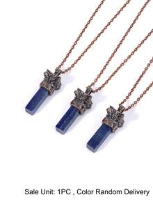 1pc Men's Natural Stone Sheep Head Necklace Reiki Rectangle Pendant Healing Fluorite Amethyst Tiger Eye Obsidian Crystal Necklaces H956 - Necklace - View 18