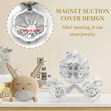 Crystal Pumpkin Carriage Jewelry Storage Organizer Box - Rhinestone Princess Carriage Shaped Jewelry Storage Box, Hand-Painted Jewelry Storage Display Box, Women's Collectible Decorative Ornament - Pumpkin Carriage - View 2