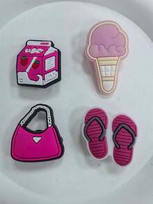 10PCS Pink Fashion Shoe Charms, Assorted Pink Patterns, Easy To Install & Remove, Create Unique Outfits, Perfect For Personal Use & Gifting - Pink - View 4