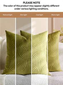 1/2 Buah Sarung Bantal Dekoratif Mewah, Sarung Bantal Berlapis Geometris, Sarung Bantal Persegi Panjang Lembut Berwarna Polos - Olive Green - View 2