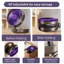 Kipas Meja Lipat Multifungsi Baru dengan Cahaya dalam Gelap, Desain Tanpa Kait Pemasangan Dinding, Dapat Dilipat 90°, Dapat Diletakkan di Meja, Lampu Malam Ambient yang Dapat Diatur, Port Pengisian Daya Tipe-C, Gaya Minimalis, Cocok untuk Rumah, Kantor, dan Berkemah di Luar Ruangan - Beraneka warna - View 11