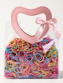 500/100pcs Girls Multi-Color Non-Damaging High Elasticity Hair Ties, High Ponytail Anti-Sagging Hair Rings, Hair Accessories For Daily Use - Multicolor - View 2