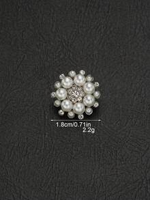 4pcs/Pack Flower-Shaped Rhinestone & Pearl High-End Metal Buttons For Wedding Decor, Clothing, Jewelry Making, DIY Shoes, Hats, Bags, Handmade Sewing Accessories - Multicolor - View 18