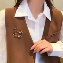 3/4/6Pcs Vintage Brooch Set, Gold Quilted Pins, Retro Style Brooches, Adjustable Waist Safety Pins, For Dress And Jeans Clothing Decoration - Multicolor - View 7