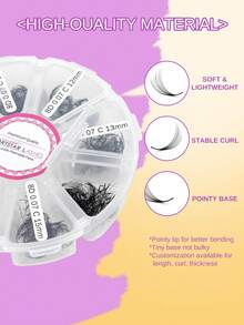 ARTSTAR 4D/5D/6D/8D/10D Curl C 800 Fans Loose Fan Mixed Length Pointy Base Premade Fans Sharp Thin Slim Medium Stem Volume Russian Eyelashes Extensions 8-15mix 0.05/0.07mm - C - View 3