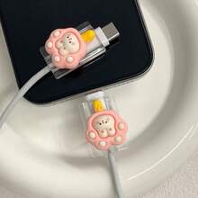 2pcs Cat Paw Pattern Cable Protector Sleeve, Compatible With Apple Phone Accessories Data Cable Protector - Durable, Anti-Cracking, Elegant Design - Multicolor - View 6