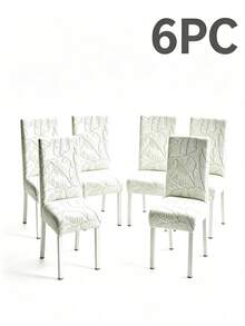 1pc Leaf Pattern Jacquard Chair Cover High Elasticity All Season Universal Home Hotel Use - Light Grey - View 9