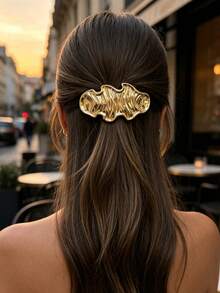 1pc Metal Texture Hair Barrette For Women, Irregular Wavy Wave Spring Hair Clip,For Half Up Elegant Hair Accessories For Daily Party Wedding - Multicolor - View 3