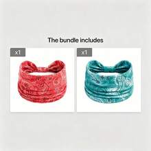 Băng đô phong cách Boho bản rộng, dày, chống trượt (2 gói) – Băng đô mềm, co giãn, thấm mồ hôi cho nữ (Một size phù hợp với tất cả) - Nhiều màu - Xem 12
