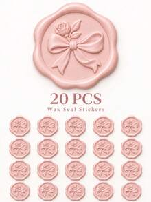 20/30/50/100pcs Bow Wax Seal Stickers, Wedding Invitation Envelope Seals, Self-Adhesive Envelope Seals, Suitable For Wedding, Invitation, Envelope, Gift Packaging, Christmas - Bow--blush Pink (New 3) - View 8