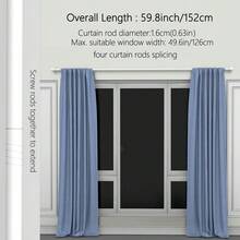 1pc, 5/8 Inch Metal Curtain Rod/Roman Rod/Shower Curtain Rod. Spiral Connector Extends From 45 Inches To 147 Inches, Wall Mounted, Sturdy And Durable. Lantern Decor Curtain Rod Bracket Set, Available In White, Black, Gold, Silver. Modern Classic Style - Multicolor - View 17