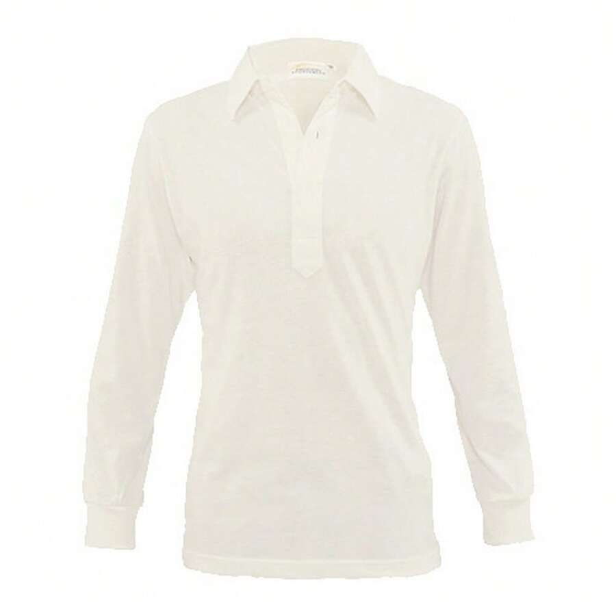 Falcon Mens Ribbed Cuff Long-Sleeved Cricket Shirt - White - View 1