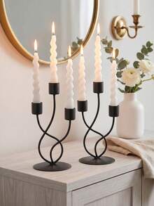 3-Arm Metal Candelabra Candle Holder, Wedding Candle Stand, Candlelight Dinner, Party Dinner, Home Dining Table Decor, Table Centerpiece, Birthday Party, Wedding Dining, Home Decor, Gift Candelabra - Elegant Style - View 5
