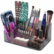1pc Nail Drill & Bit Holder, 28-Slot Transparent Plastic Base, Suitable For Desktop Storage, Skincare Products Storage, Small Tools Storage, Professional Nail Tool Organizer Box (ABS Material) - Multicolor - View 6