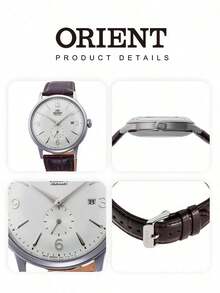 Jam Tangan Otomatis Orient Bambino Pria dengan Detik Kecil, Dial Putih, Tampilan Tanggal, Tali Kulit Cokelat, RA-AP0002S10B - Perak - View 5