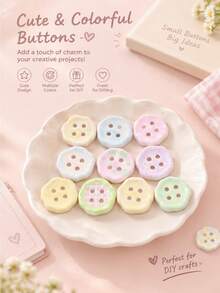 10pcs DIY Style Random New Fresh Small 4-Hole Buttons, Clothing Accessories, Handmade DIY Materials, Hair Accessories, Phone Case Decoration - Multicolor - View 4