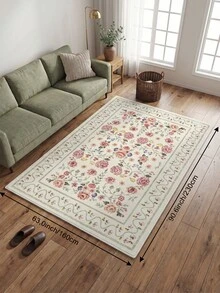1 Stück Champagnerfarbener großer Wohnzimmerteppich mit Blumenmuster, Vintage Persischer Stil, leicht zu reinigen, rutschfeste Unterseite, geeignet für Wohnzimmer, Schlafzimmer, Küche, Esszimmer, Eingangsbereich, Büro und andere Heimdekorationen - Champagnerfarben - Übersicht 13