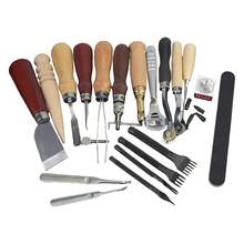 kangten 19 Pcs Leather Craft Tools Kit, Leather Working Tools Set For Sewing, Punching, Leather Craft Making Set - Multicolor - View 5