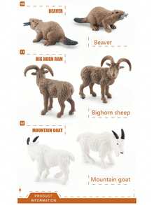 Children's Animal Figurine Models, Small Models Of North American Animals, Handheld Model Toys, Can Be Used As Decorative Items Or Collectibles - Multicolor - View 9