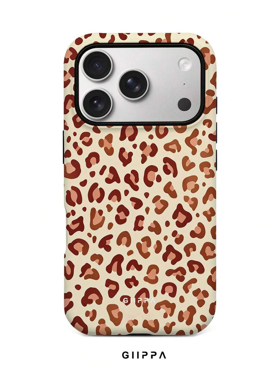 GIIPPA 1pc Earth Yellow Leopard Print Design Phone Case, Compatible With Phone 17 Pro Max, 16 Pro Max, 15 Pro Max, 14 Pro Max, Korean Style High-End Fashion Fun Phone Case, Suitable For 11/12/13/14/15/16 Pro Max Plus Elegant Design Unisex, Perfect Gift For Girlfriend On Christmas, Valentine's Day, Easter, Wedding Season And Birthday! - Earth Yellow - View 1
