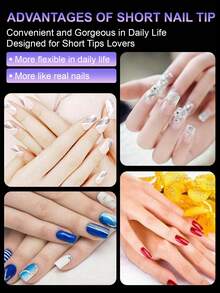120/600pcs Medium Square Soft Gel Transparent Nail Tips, Semi-Matte Full Coverage Acrylic Pre-Pressed False Nails, Suitable For Home DIY Manicure - Clear - View 5