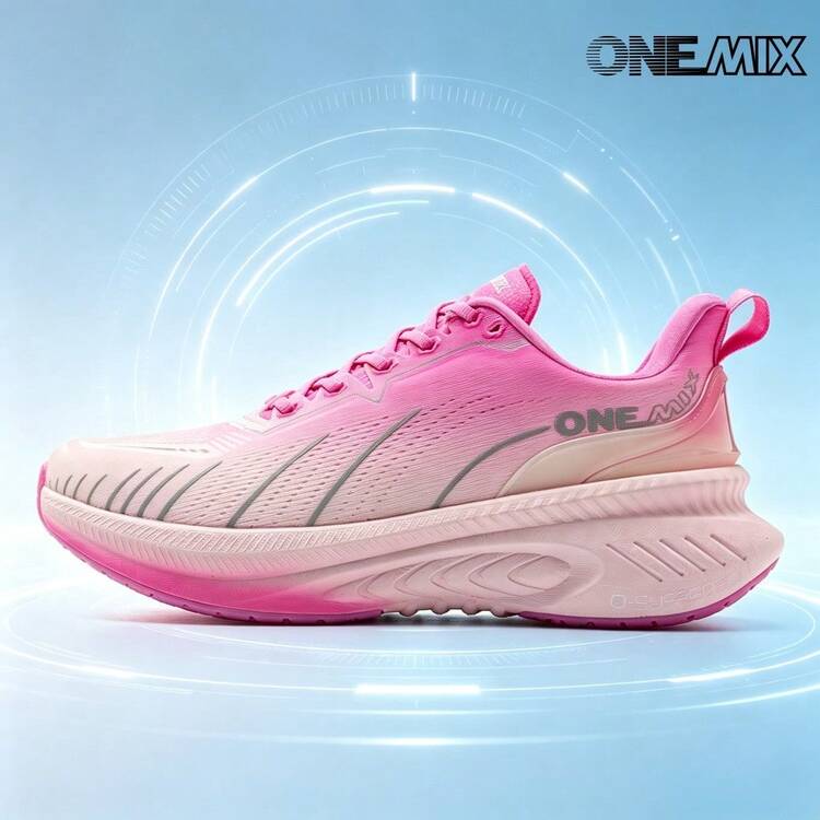 ONEMIX 2026 New Men's Fashion Sports Casual Running Shoes, Comfortable Shock-Absorbing Lightweight Breathable Mesh Jogging Shoes, Marathon Training Workout Fitness Shoes, Outdoor Hiking Non-Slip Men's Shoes, Daily Walking Casual Men's Sports Shoes, Oxygen Space Bubble Midsole Technology Shock-Absorbing Lightweight Bouncy Sports Shoes, Unisex - Pink - View 11