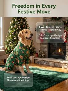 1PC Christmas Dog Pajamas - Soft Warm And High Stretch Full Coverage Pet Rompers, Anti Licking & Bug Protective Jumpsuit For Small Medium Large Dogs, Christmas All Over Printing Dog Clothes - Christmas Cartoon Pattern - Multicolor - View 4