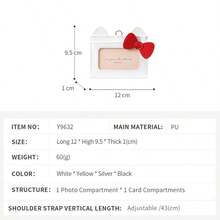 Cute Cat Ear Bow Lanyard Card Holder, PU Material Student Office ID Badge Holder Wallet - Multicolor - View 8