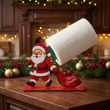 1/3pcs Christmas Paper Towel Holder Wooden Santa Snowman Roll Stand Tissue Dispenser For Kitchen Countertop Party Dining Table Bathroom Vanity Holiday Winter Home Tabletop Decor - Multicolor - View 9