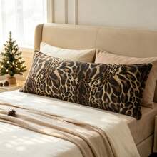 1PC Leopard Print Milk Velvet Long Body Pillowcase, Zipper Closure Design, Decorative Pillowcase Only, No Filling Included - Leopard Print - View 5
