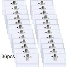 100/50/36/24/10/5/2pcs Fun Name Badge Clips & Pins (9 X 5.6cm) – Transparent Plastic Horizontal ID Badge Holders, Suitable For Office, School And Conferences; Durable PVC Material, With Clip/Pin Combination Attachment And Reinforced Badge Holder. - A - View 17